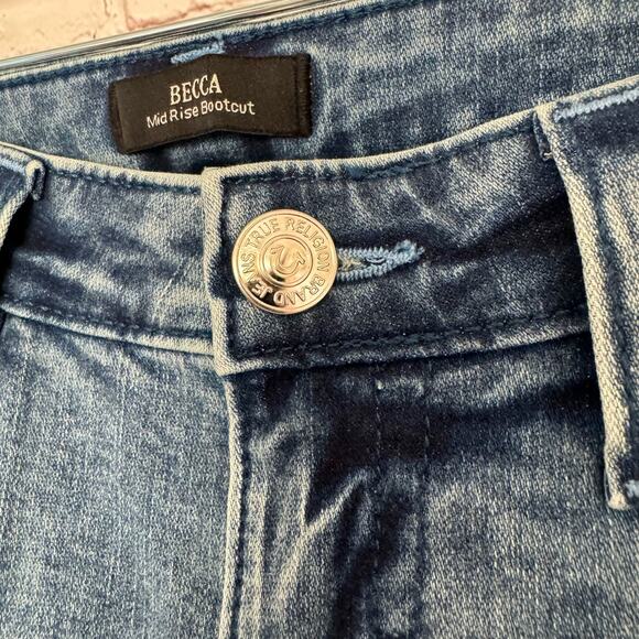 NEW True Religion Wms Becca Mid Rise Flap Pocket Denim Bootcut Jeans Size 32 - Picture 5 of 10